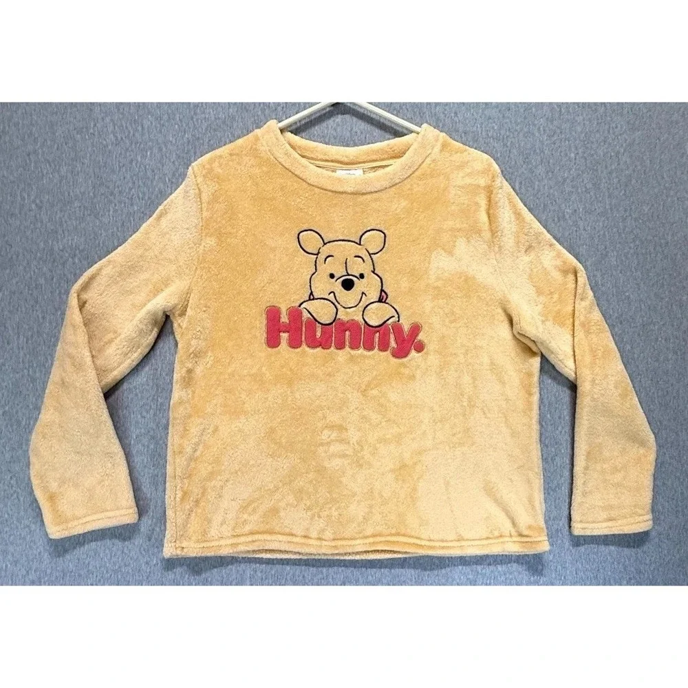 Disney Winnie The Pooh Fleece Sleep Shirt Girl L (10-14) Beige Hunny Embroidered